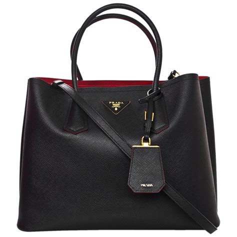 prada black bag with red lining|Prada leather bag women black.